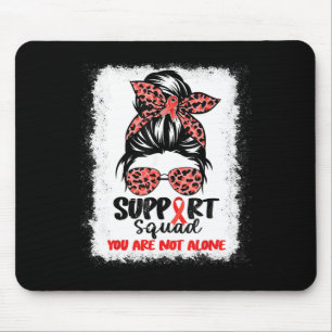 Tapis De Souris Soutien Squad Messy Bun Rouge Guerrier Cancer du S
