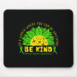 Tapis De Souris Soyez Gentil Ruban Vert Tournesol Santé Mentale