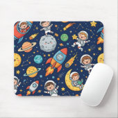 Tapis de souris Space Kid – Motif de fusée astrona (Avec souris)
