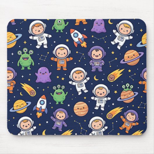 Tapis de souris Space Rocket – Motif Alien Mignon (Devant)