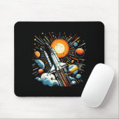 Tapis De Souris Space Shuttle Sun Planets Rocket Galaxy Boys Kids (Avec souris)