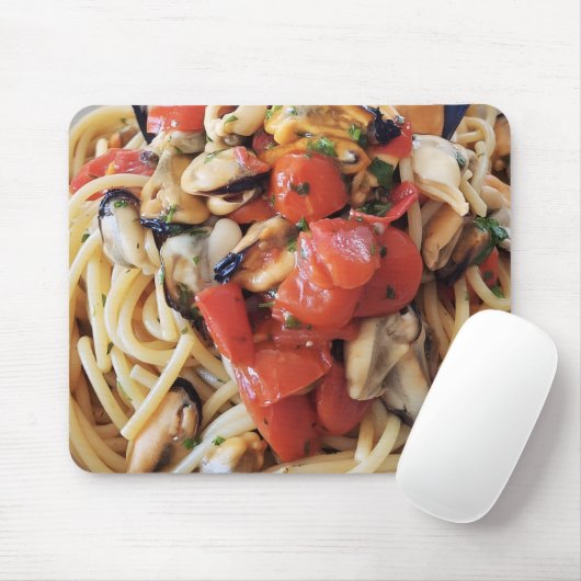 Tapis De Souris Spaghetti avec moules Tomates Alimentation Souris (Avec souris)