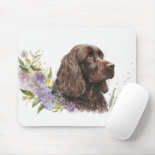 Tapis De Souris Spaniel Cocker au chocolat à Lilacs (Avec souris)