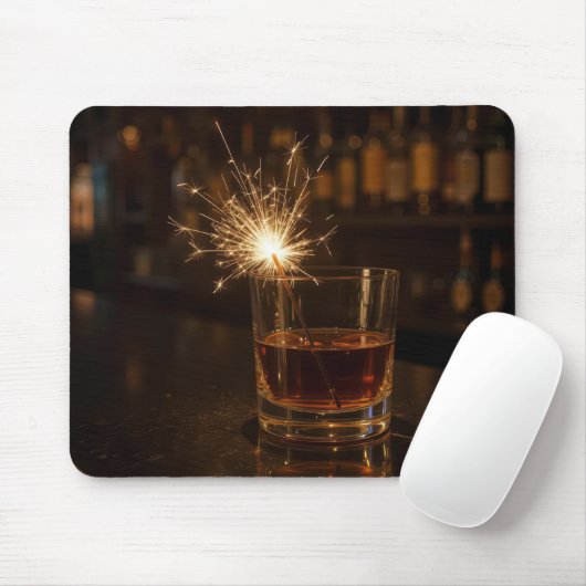 Tapis De Souris Sparkler In a Glass Of Whiskey (Avec souris)