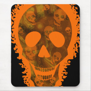 Tapis De Souris Spectres crâniens Gros crâne Orange mousepad