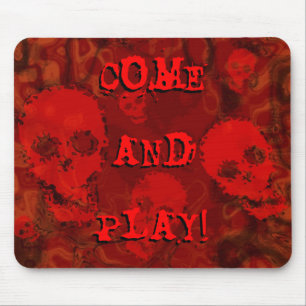 Tapis De Souris Spectres crâniens Red 'Come and Play!' mousepad