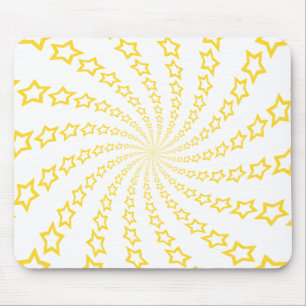 Tapis De Souris Spirale d'étoile : Jaune et blanc : Mousepad fait