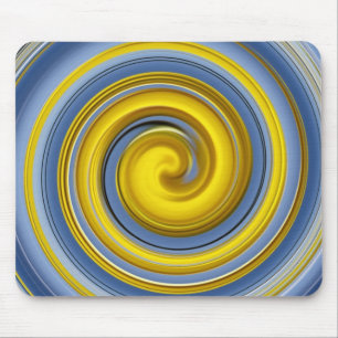 Tapis De Souris spirale jaune et bleue