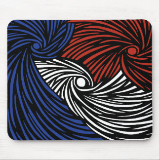 Tapis De Souris Spirales Abstraites - Bleu, Blanc et Rouge
