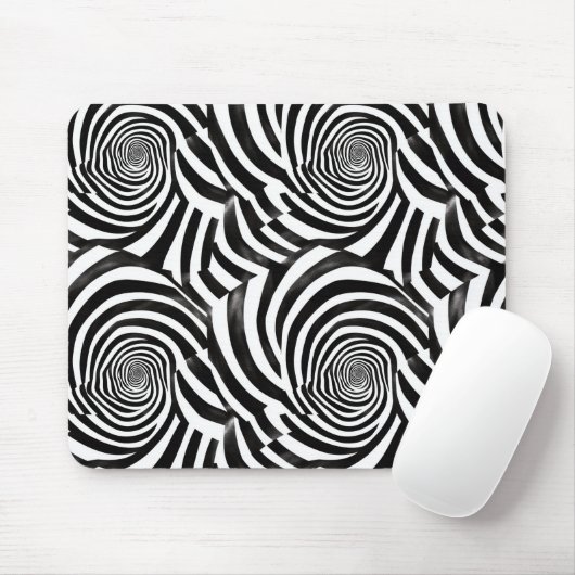 Tapis De Souris Spirales Noir Blanc (Avec souris)