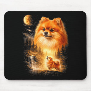 Tapis De Souris Spitz nain hurlant à la lune vintage mystique fait