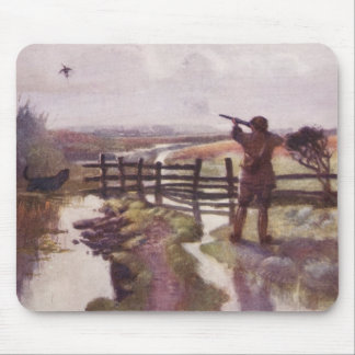 Tapis De Souris Sportif vintage Mousepad de chien d'arme à feu de
