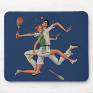 Tapis De Souris Sports Anciens, Joueurs de Tennis se Heurtent avec