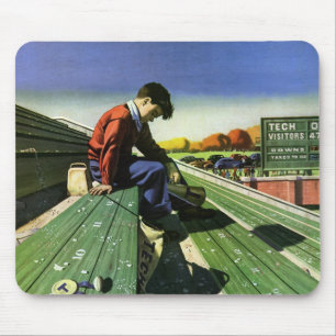 Tapis De Souris Sports Vintage, Supporteur de Football Triste avec