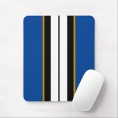 Tapis De Souris Sporty Blue Black White Vertical Racing Stripes (Avec souris)