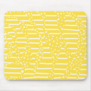 Tapis De Souris Spots et bandes 2 - Citron jaune et blanc
