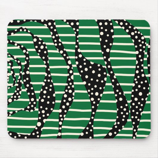 Tapis De Souris Spots et bandes 2 - Vert, Crème et Noir (Devant)