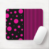Tapis De Souris Spots et rayures en Magenta et noir (Avec souris)
