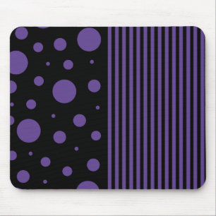 Tapis De Souris Spots et rayures en violet et noir
