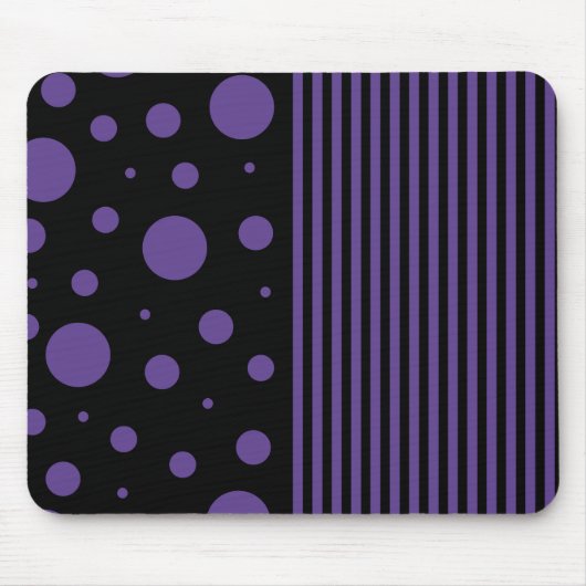 Tapis De Souris Spots et rayures en violet et noir (Devant)