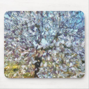 Tapis De Souris Spring Almond Blossom Pointillism Artwork
