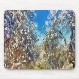 Tapis De Souris Spring Blossom Almond Tree Pointillism Artwork