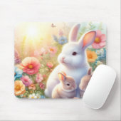 Tapis De Souris Spring Easter Bunny Family Floral Garden (Avec souris)