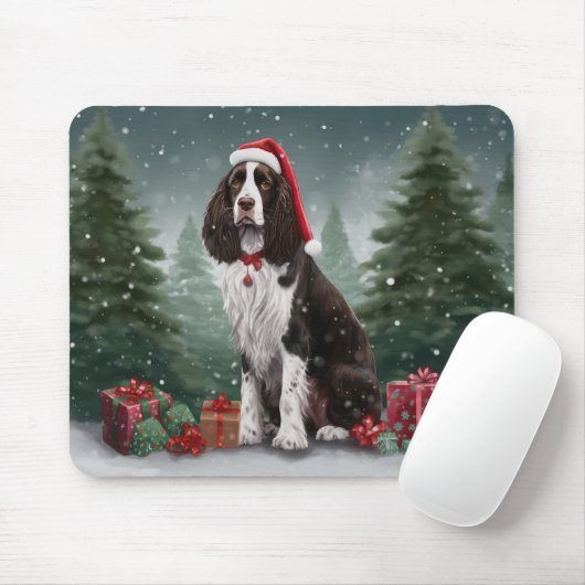 Tapis De Souris Springer Spaniel Chien dans la neige Noël (Avec souris)