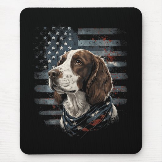 Tapis De Souris Springer Spaniel Chien Drapeau Américain (Devant)