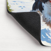 Tapis De Souris Springer Spaniel coule la neige avec le Casquette  (Coin)