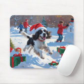 Tapis De Souris Springer Spaniel coule la neige avec le Casquette  (Avec souris)