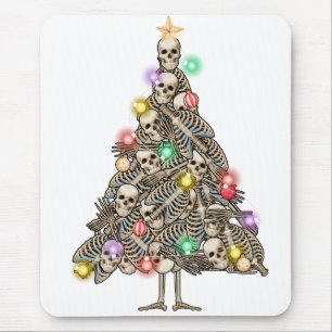Tapis De Souris Squelette Arbre de Noël Drôle laide Skeletons de N