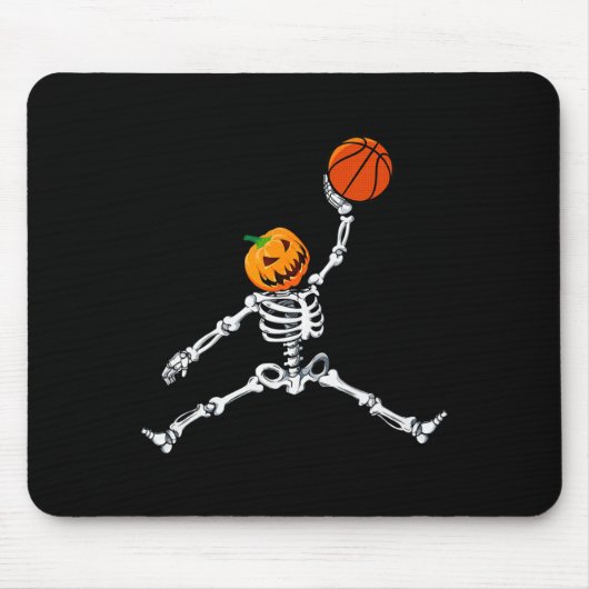 Tapis De Souris Squelette Basketball Halloween Citrouille Slam Dun (Devant)