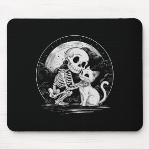 Tapis De Souris Squelette Chat Crâne Kitty Cute Goth Halloween Cos