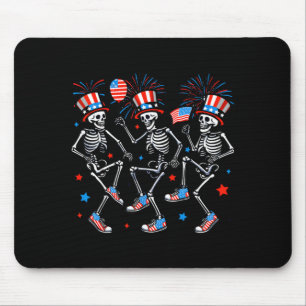 Tapis De Souris Squelette dansant drôle Jour de l'Indépendance amé