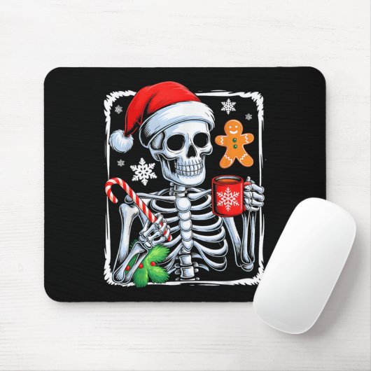 Tapis De Souris Squelette de Noël Chocolat chaud Noël Drôle Noël H (Avec souris)