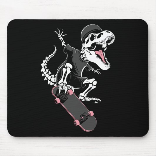 Tapis De Souris Squelette de T-Rex Skateur - Ska Dinosaure Vintage (Devant)