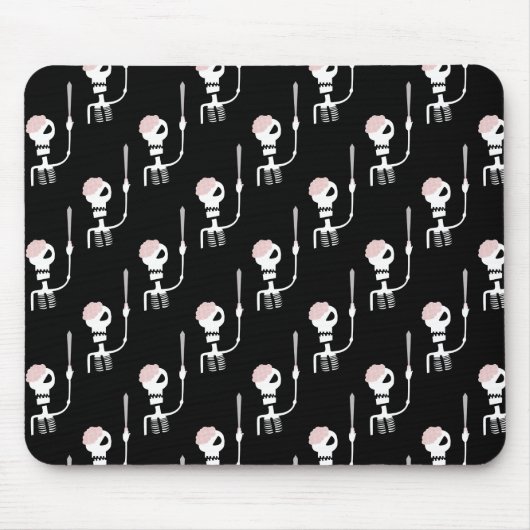 Tapis De Souris Squelette d'Halloween avec épée (Devant)