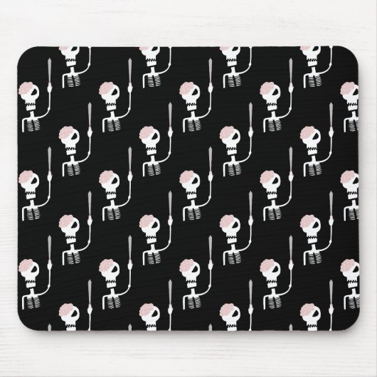 Tapis De Souris squelette d'Halloween avec une épée (Devant)
