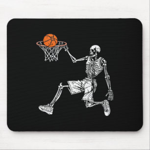 Tapis De Souris Squelette d'Halloween Joueur de basket-ball amusan