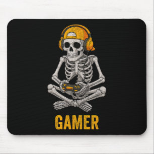 Tapis De Souris Squelette d'Halloween Joueur de jeu vidéo Drôle