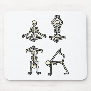 Tapis De Souris Squelette faisant du yoga méditation yogi drôle Ha