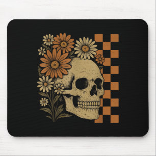 Tapis De Souris Squelette floral rétro Drôle crâne Halloween