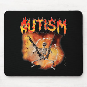 Tapis De Souris Squelette gai et autiste rétro drôle autisme