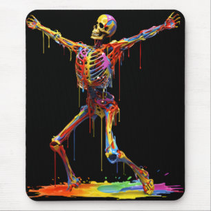 Tapis De Souris Squelette joyeux : Danse des couleurs