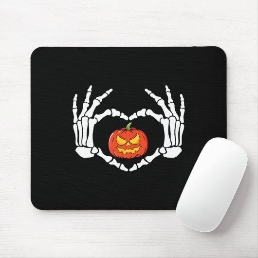 Tapis De Souris Squelette Mains Coeur Signer Retro Costume Hallowe (Avec souris)