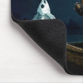 Tapis De Souris Squelette pêche dans un bateau en bois (Coin)