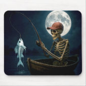 Tapis De Souris Squelette pêche dans un bateau en bois (Devant)