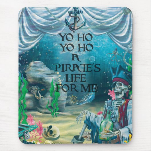 Tapis De Souris Squelette pirate Trésor sous la mer (Devant)