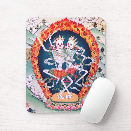 Tapis De Souris Squelettes dansant l'art bouddhiste tibétain (Avec souris)